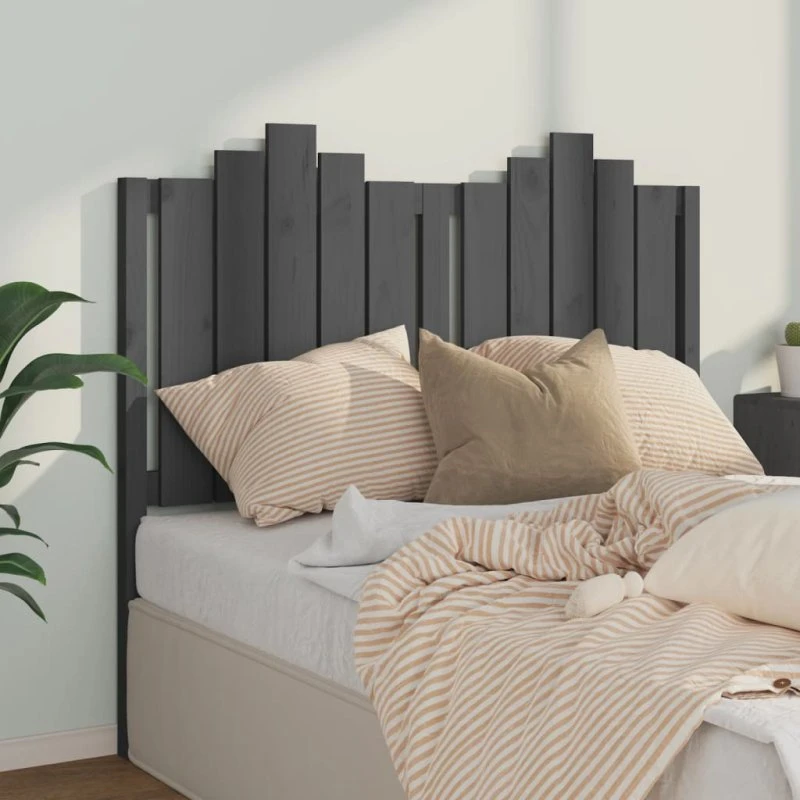 vidaXL Sengegærde 126x4x110 cm Grå Massivt Fyrretræ