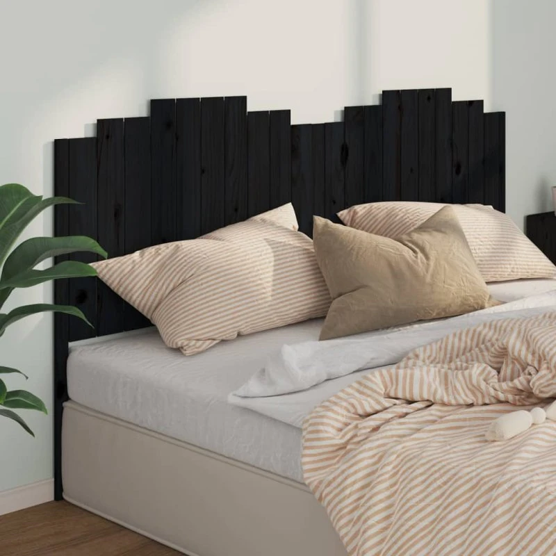 vidaXL Sengegærde 206x110 cm massivt fyrretræ sort