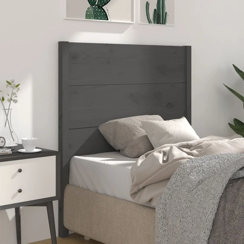vidaXL Sengegærde 96x4x100 cm Grå Massivt Fyrretræ