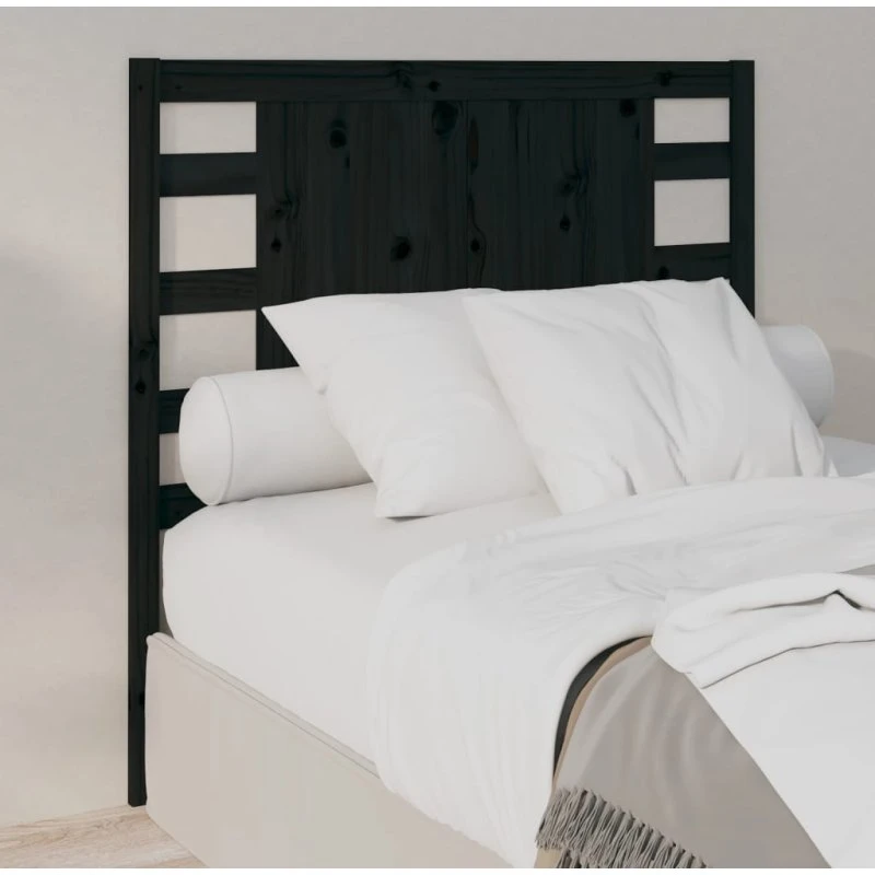 vidaXL Sengegærde 106x4x100 cm massivt fyrretræ sort