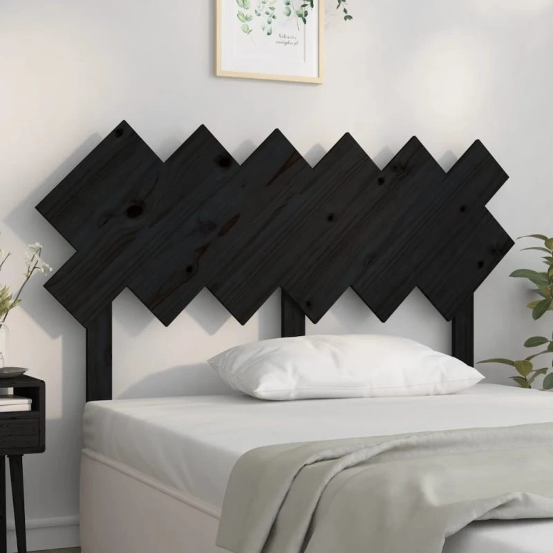 vidaXL Sengegærde 132x81 cm massivt fyrretræ sort