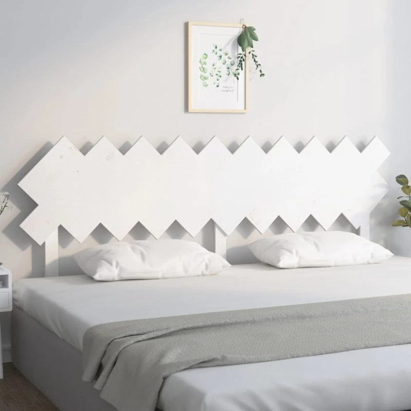 vidaXL Sengegavl 196x3x80,5 cm massivt fyrretræ hvid