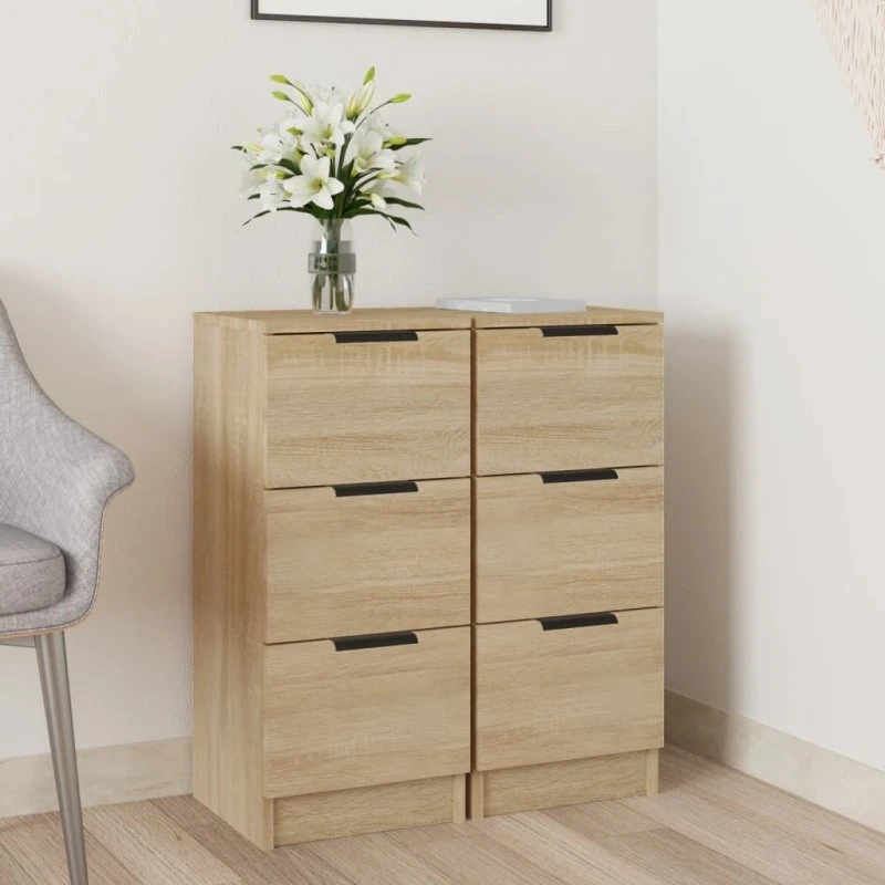 vidaXL Skænke 2 stk. 30x30x70 cm Konstrueret Træ Sonoma-Ege