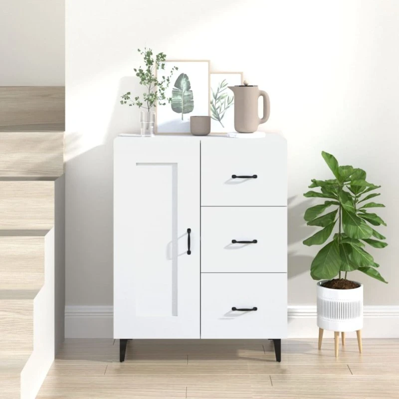 vidaXL Skænk 69,5x34x90 cm Konstrueret Træ Hvid