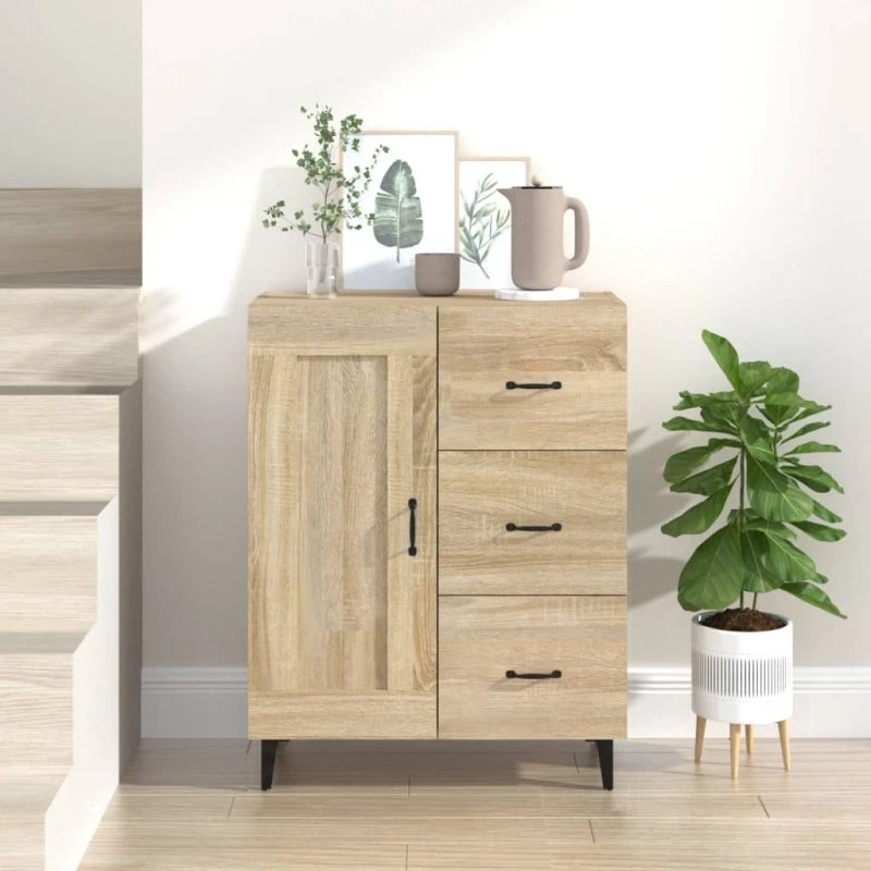 vidaXL Skænk 69,5x34x90 cm Konstrueret Træ Sonoma-eg