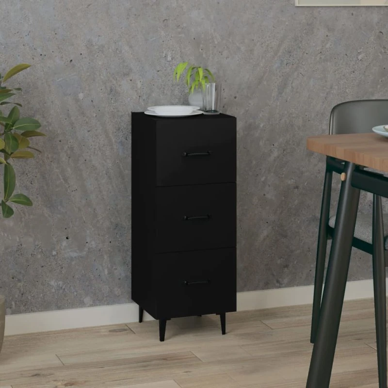 vidaXL Skænk 34,5x34x90 cm Konstrueret Træ Sort