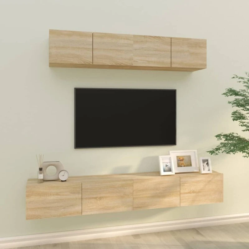 vidaXL Tv-skabssæt 4 dele, konstrueret træ, sonoma-eg, 80 cm