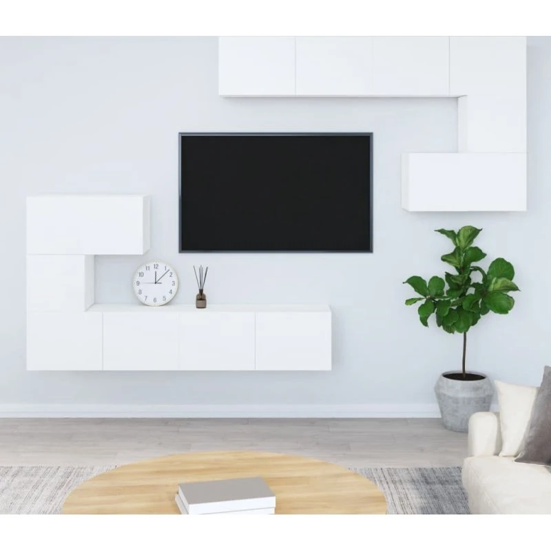 vidaXL Væghængt tv-bord 37x37x72 cm konstrueret træ hvid