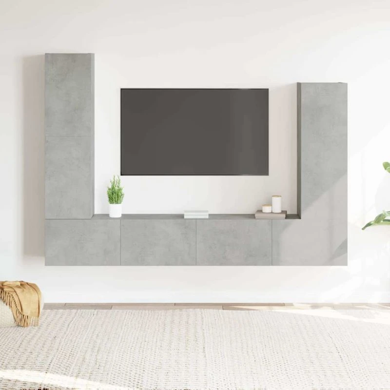 vidaXL tv-skabssæt 4 dele konstrueret træ, 100 cm, betongrå