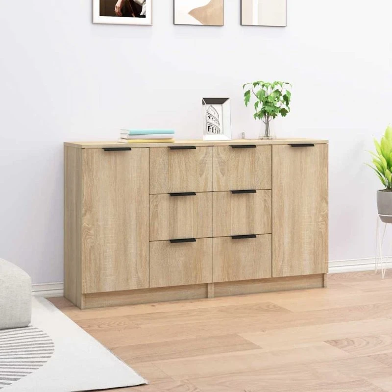 vidaXL Skænke 2 stk. 60x30x70 cm Konstrueret Træ Sonoma-eg