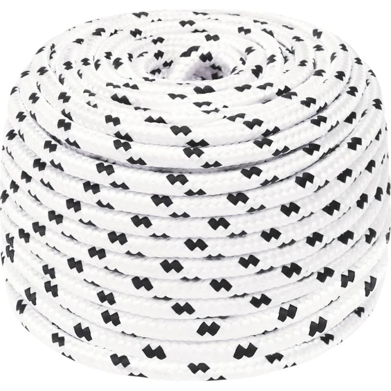 vidaXL flettet tovværk 6 mm x 25 m hvid polyester