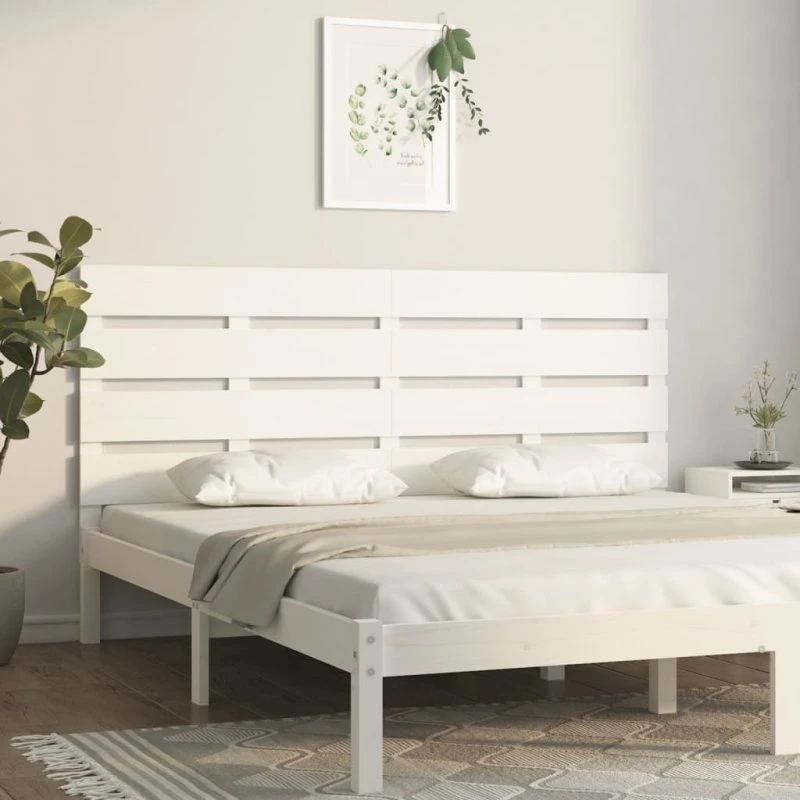 vidaXL Sengegavl 200x3x80 cm massivt fyrretræ hvid