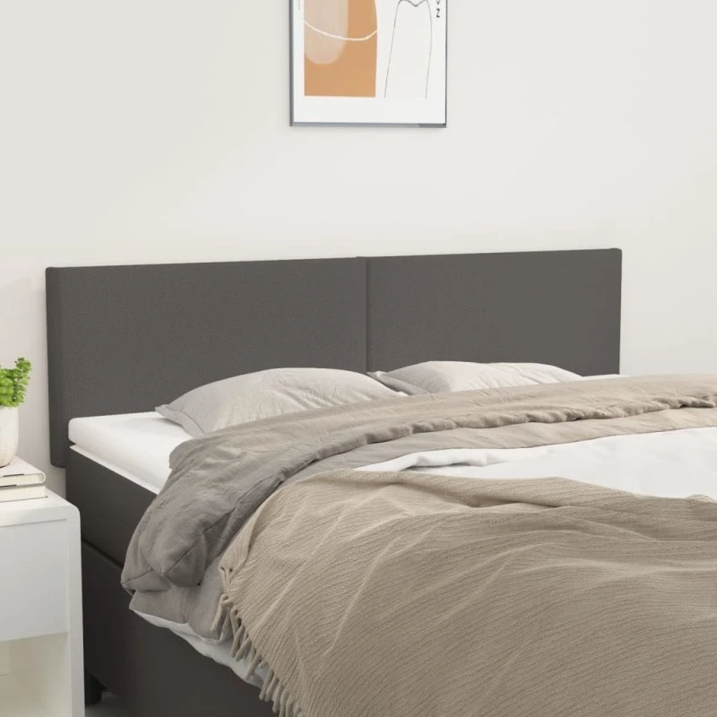 vidaXL Sengegavle 144x5x78/88 cm Grå Kunstlæder