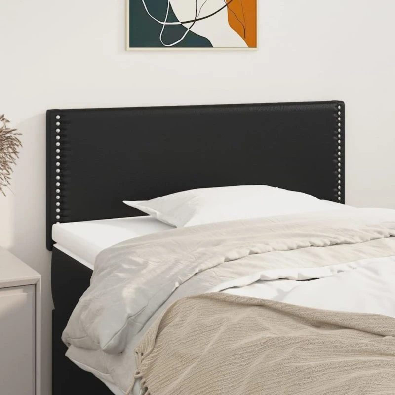 vidaXL Sengegavl 80x5x78/88 cm Sort Kunstlæder