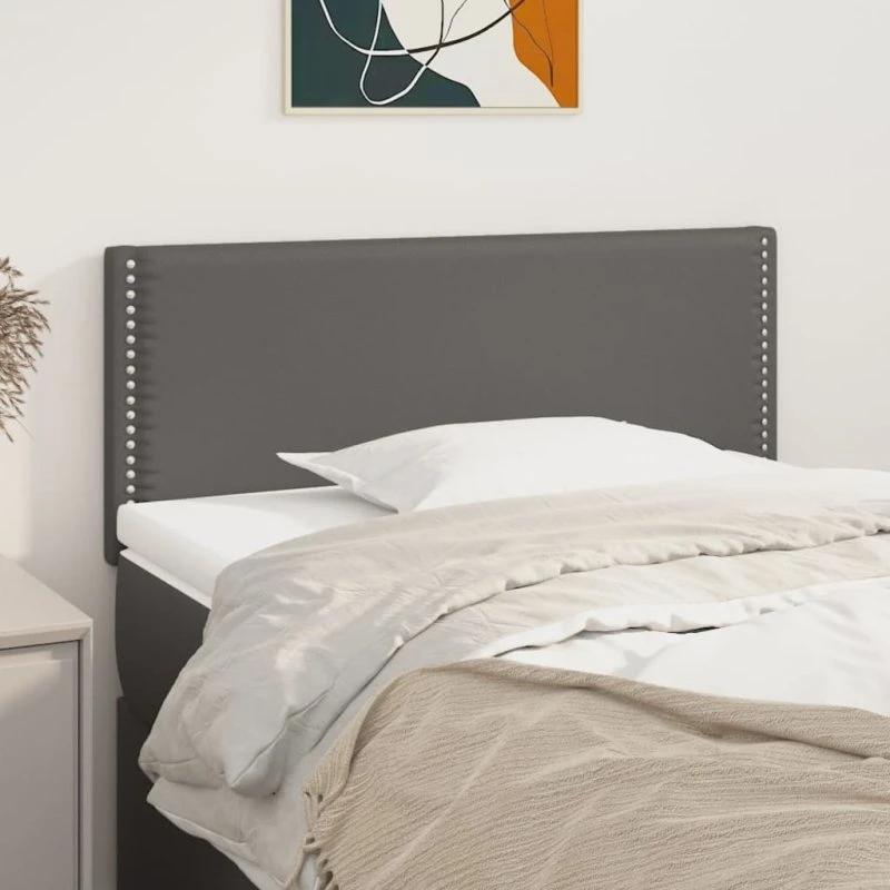 vidaXL Sengegavl 80x5x78/88 cm Grå Kunstlæder