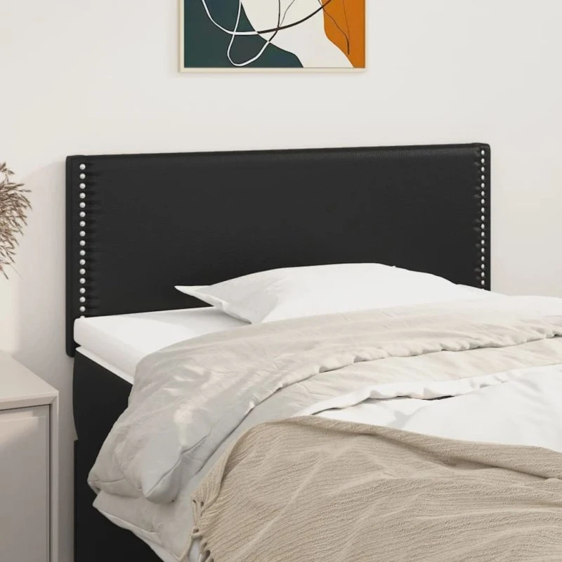 vidaXL Sengegavl 100x5x78/88 cm Sort Kunstlæder