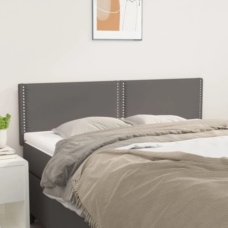 vidaXL Sengegavle 144x5x78/88 cm Grå Kunstlæder