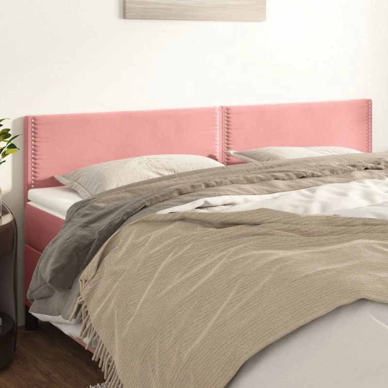 vidaXL Sengegavle 180x5x78/88 cm Fløjl Lyserød
