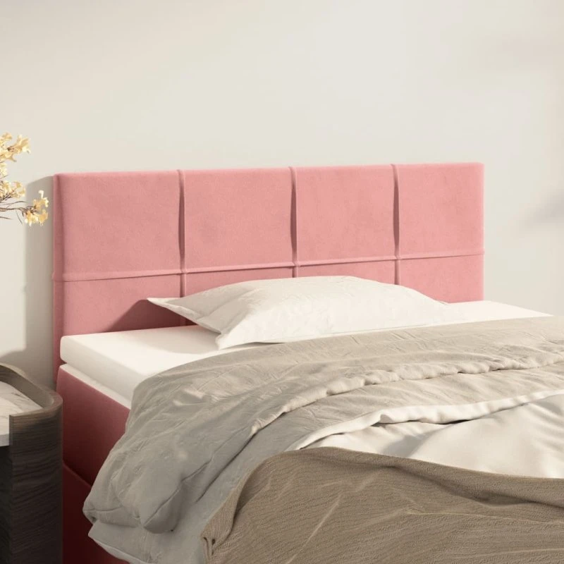 vidaXL Sengegavl 90x5x78/88 cm Fløjl Lyserød
