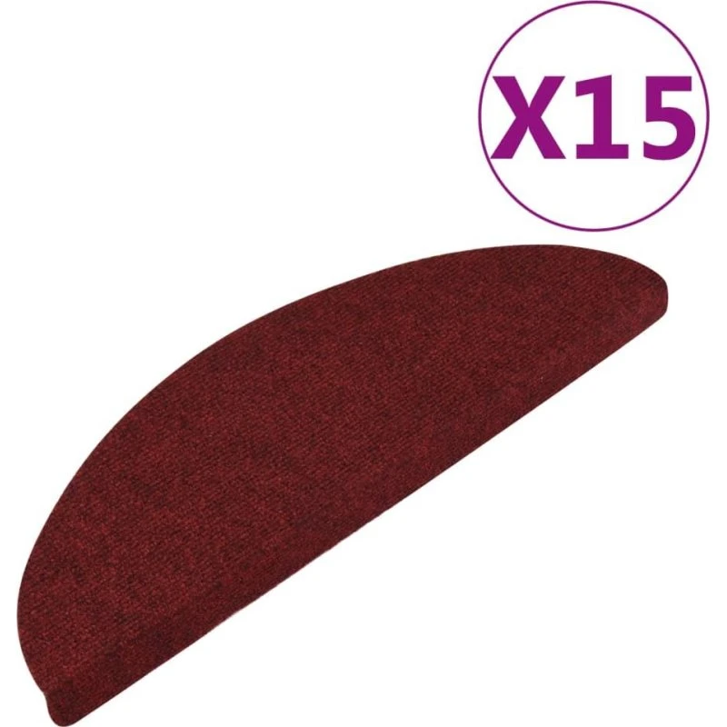 vidaXL trappemåtter 15 stk. 65x22,5x3,5 cm selvklæbende rød