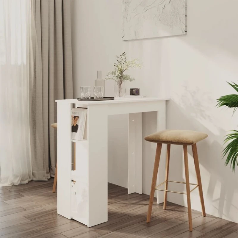 Barbord Med Hylde 102x50x103,5 cm, Konstrueret Træ, Sort