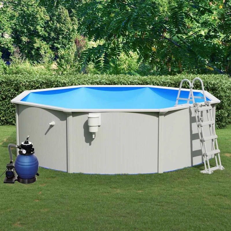 vidaXL 460x120 cm Swimmingpool med sandfilterpumpe og poolstige