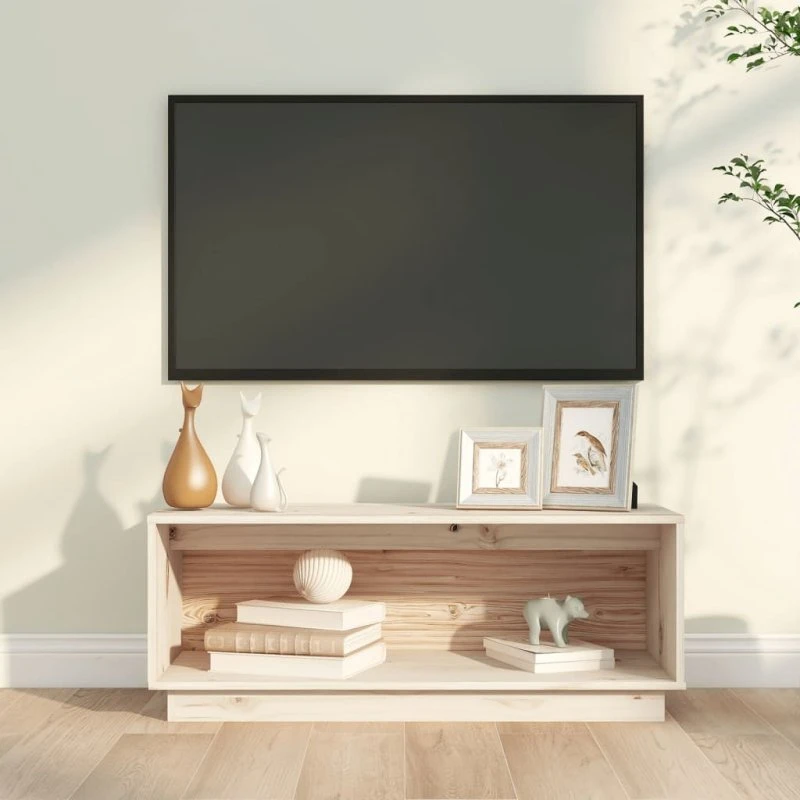 vidaXL tv-bord 90x35x35 cm massivt fyrretræ naturfarvet