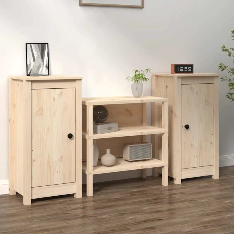 vidaXL Skænke 2 stk. 39x35x80 cm massivt fyrretræ grå
