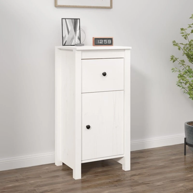 vidaXL Skænk 40x35x80 cm massivt fyrretræ hvid
