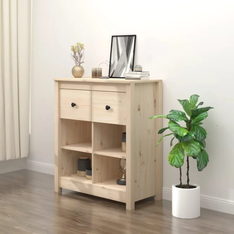 vidaXL Skænk 70x35x80 cm massivt fyrretræ naturfarvet