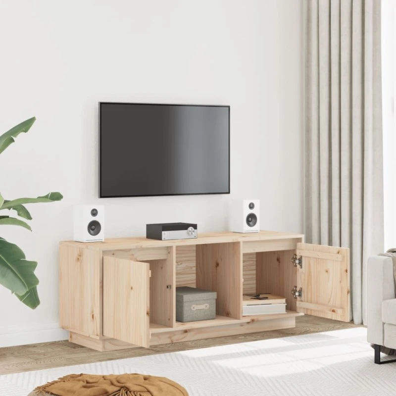 vidaXL tv-bord 110,5x35x44 cm massivt fyrretræ naturfarvet