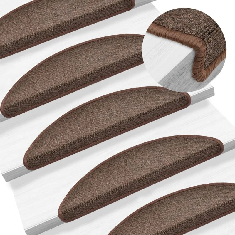 vidaXL Trappemåtter 10 stk. 56x17x3 cm kaffebrune halvrunde