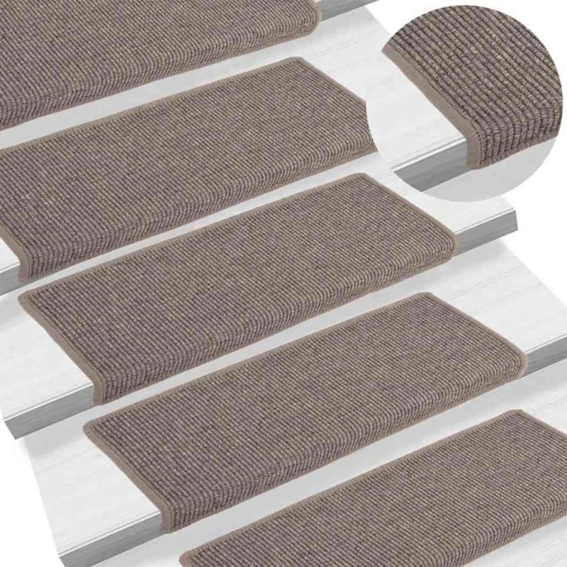 vidaXL Trappemåtter 15 stk. 65x21x4 cm mørkebeige rektangulær kant
