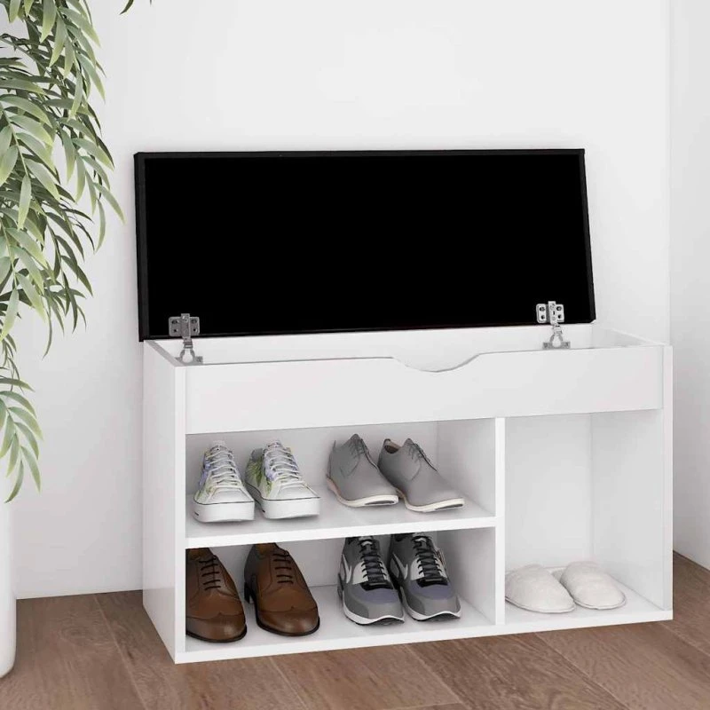 vidaXL Skobænk med Hynde 80x30x47 cm Hvid Træ