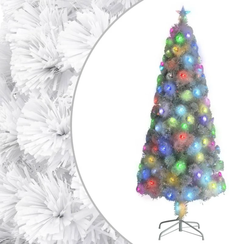 vidaXL Kunstigt Juletræ 210 cm Fiberoptisk Hvid med LED