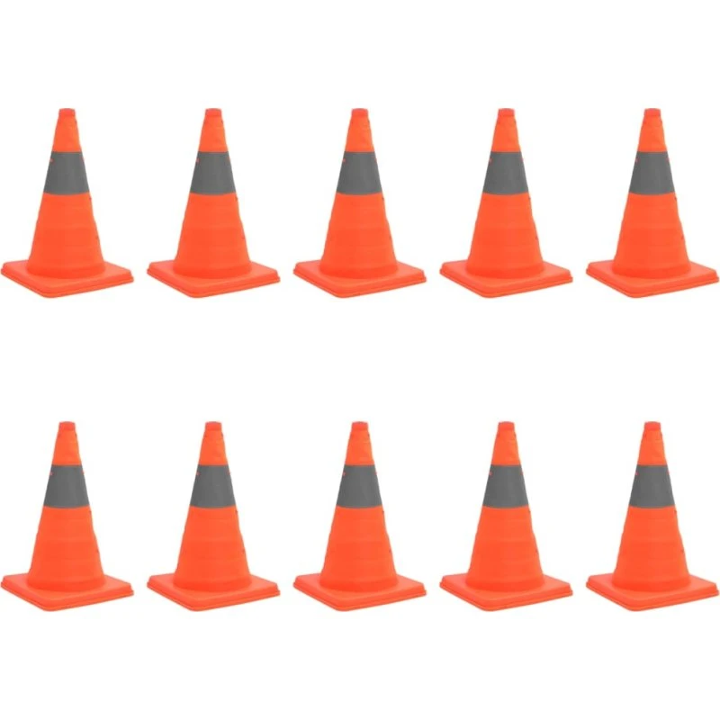 vidaXL 10 stk. pop-up-trafikkegler 42 cm, orange med refleks