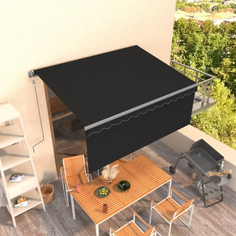 vidaXL Markise 3x2,5 m med Gardin, Automatisk, Antracitgrå