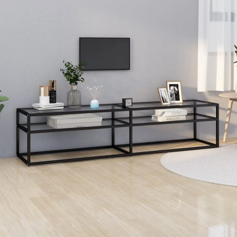 vidaXL tv-bord 180x40x40,5 cm hærdet glas sort/transparant