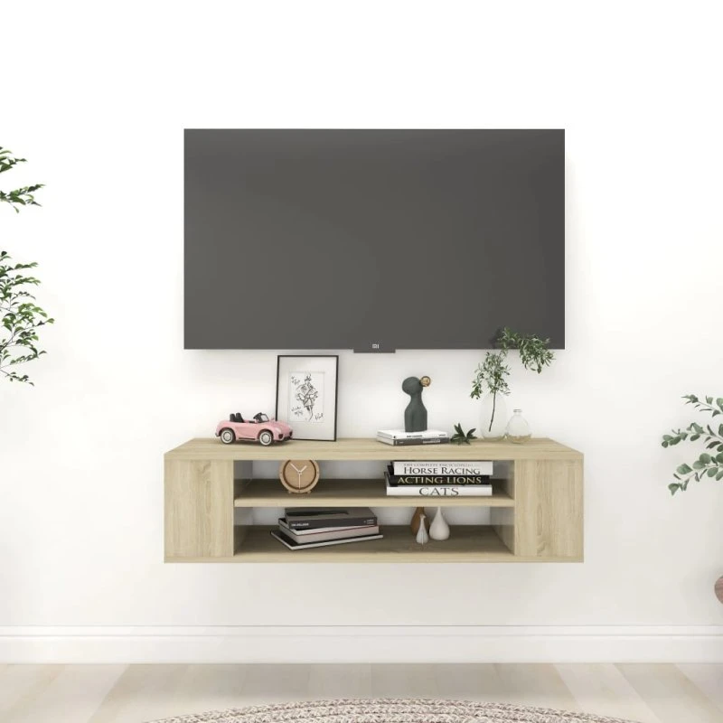 vidaXL Væghængt TV-Bord 100x30x26,5 cm Sonoma-eg