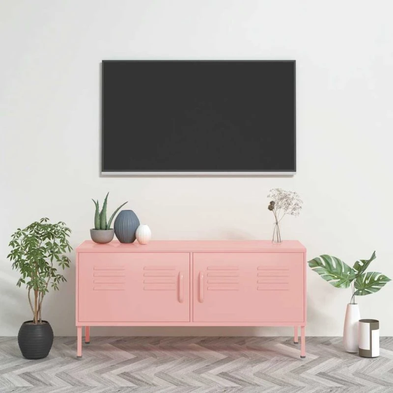 vidaXL tv-skab 105x35x50 cm stål lyserød