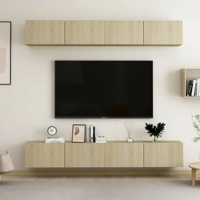 vidaXL tv-skabe 4 stk. 60x30x30 cm konstrueret træ sonoma-eg