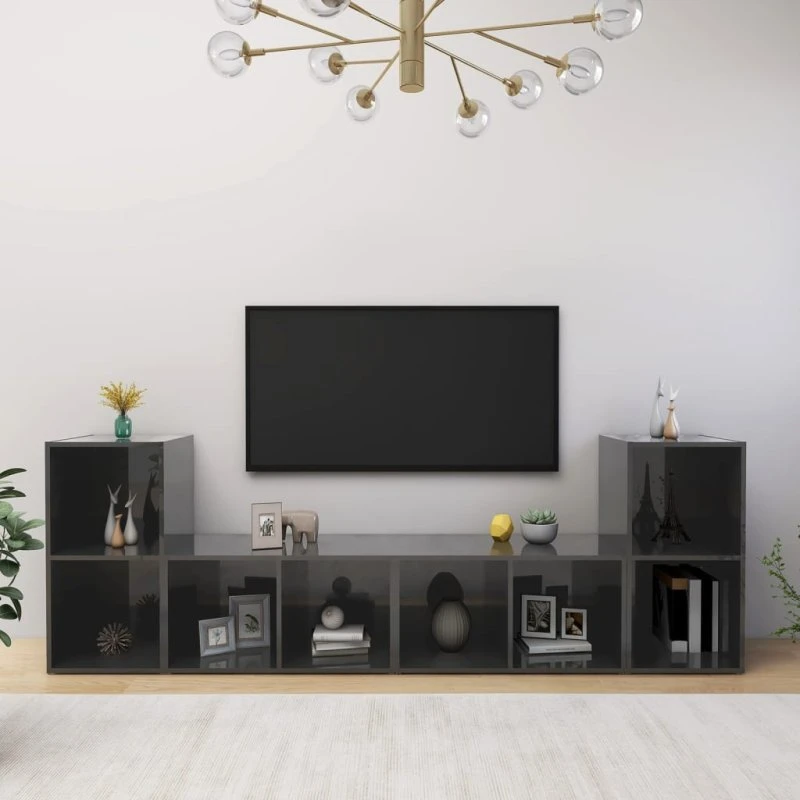 vidaXL tv-skabe 72x35x36,5 cm konstrueret træ grå højglans