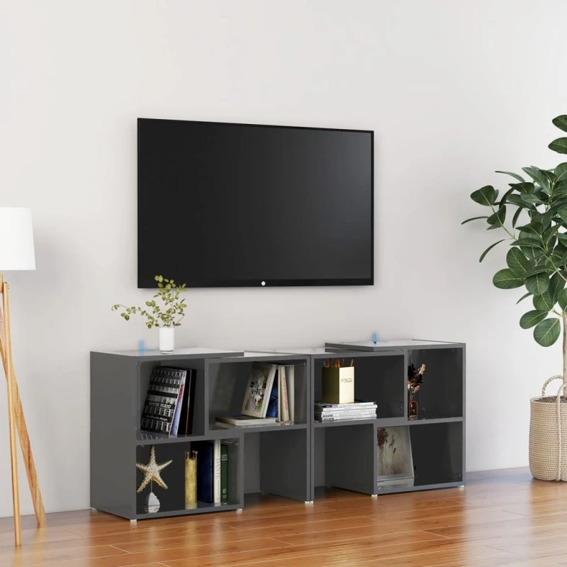 vidaXL tv-bord 104x30x52 cm grå højglans konstrueret træ