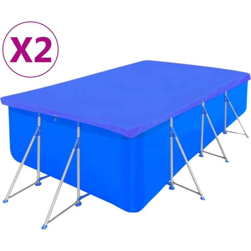 vidaXL Poolovertræk 2 stk. 400x207 cm, 90 g/m², mørkeblå mate