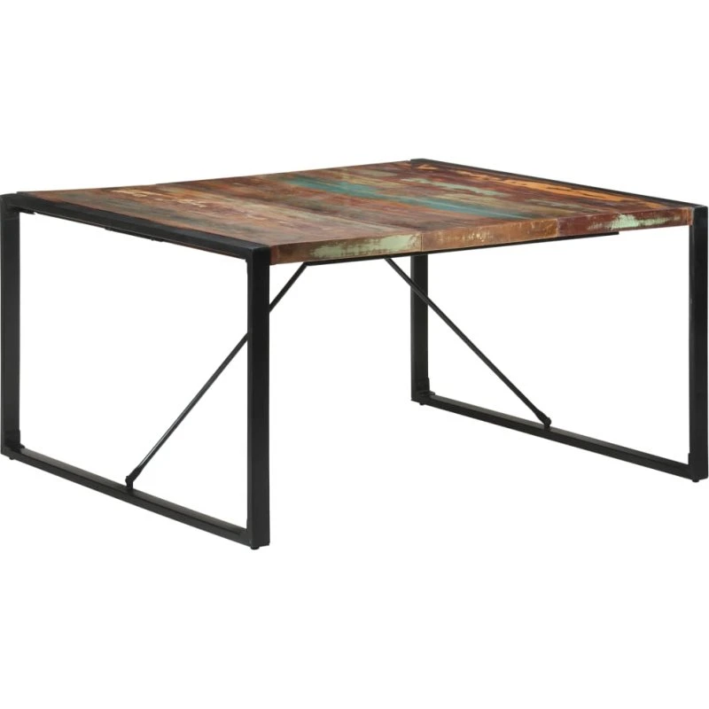 vidaXL Spisebord 140x140x75 cm massivt genbrugstræ