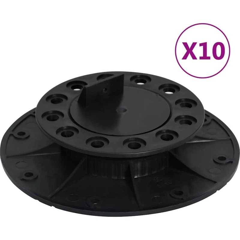 vidaXL justerbare terrassefødder 10 stk. 25-40 mm, sort