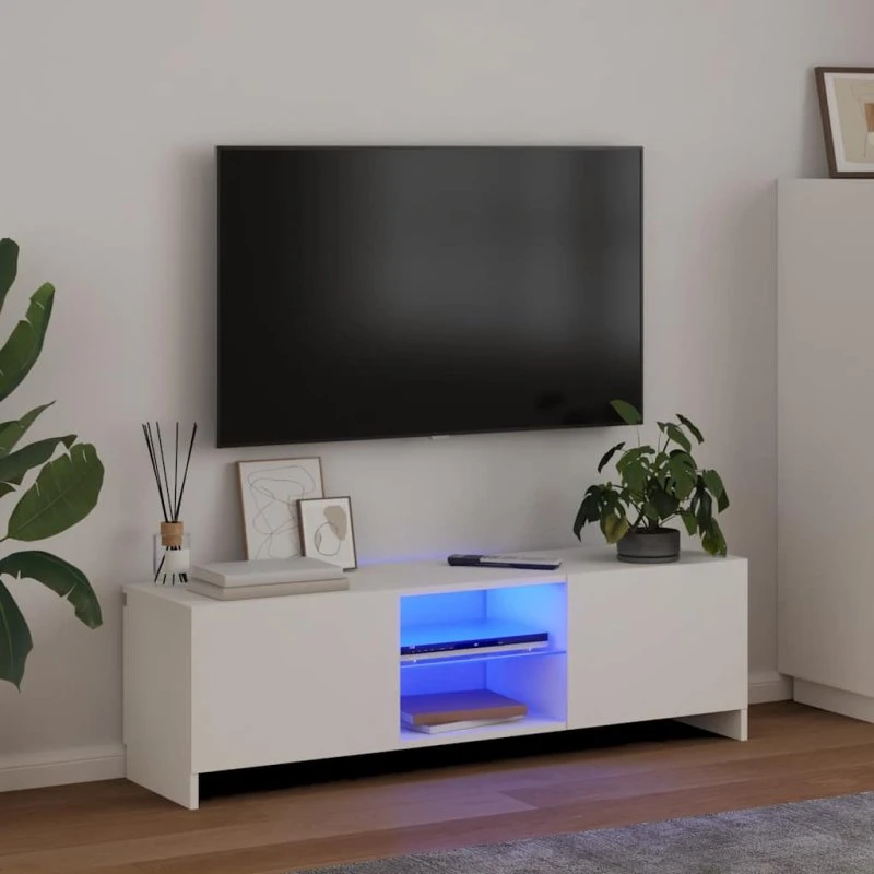 vidaXL tv-skab med LED-lys 120x30x36 cm hvid