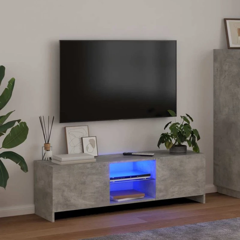 vidaXL tv-skab med LED-lys 120x30x36 cm betongrå
