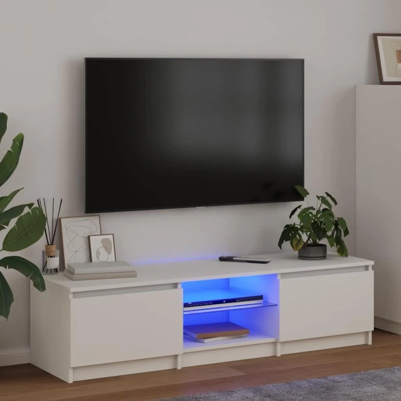 vidaXL TV-skab med LED-lys 140x40x36 cm hvid