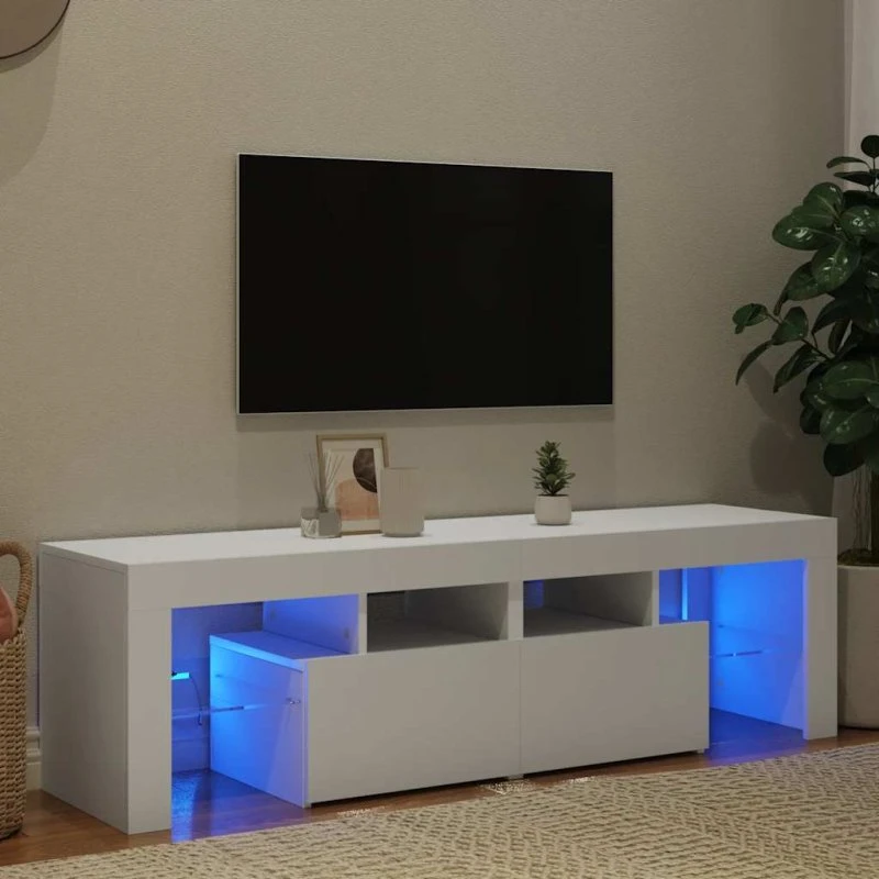 vidaXL tv-bord med LED-lys 140x36,5x40 cm hvid